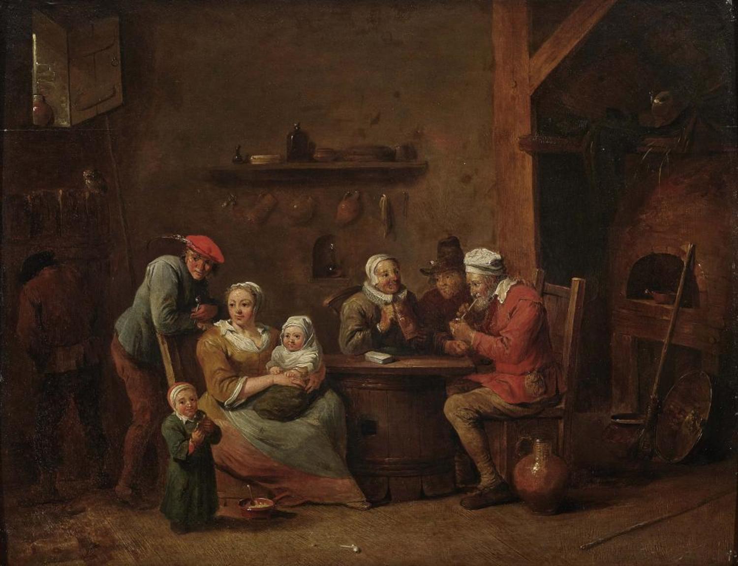17th century Peasant Family in the Kitchen
