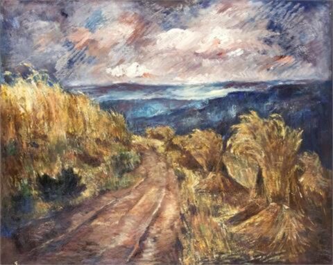 Expressief landschap met korengewassen