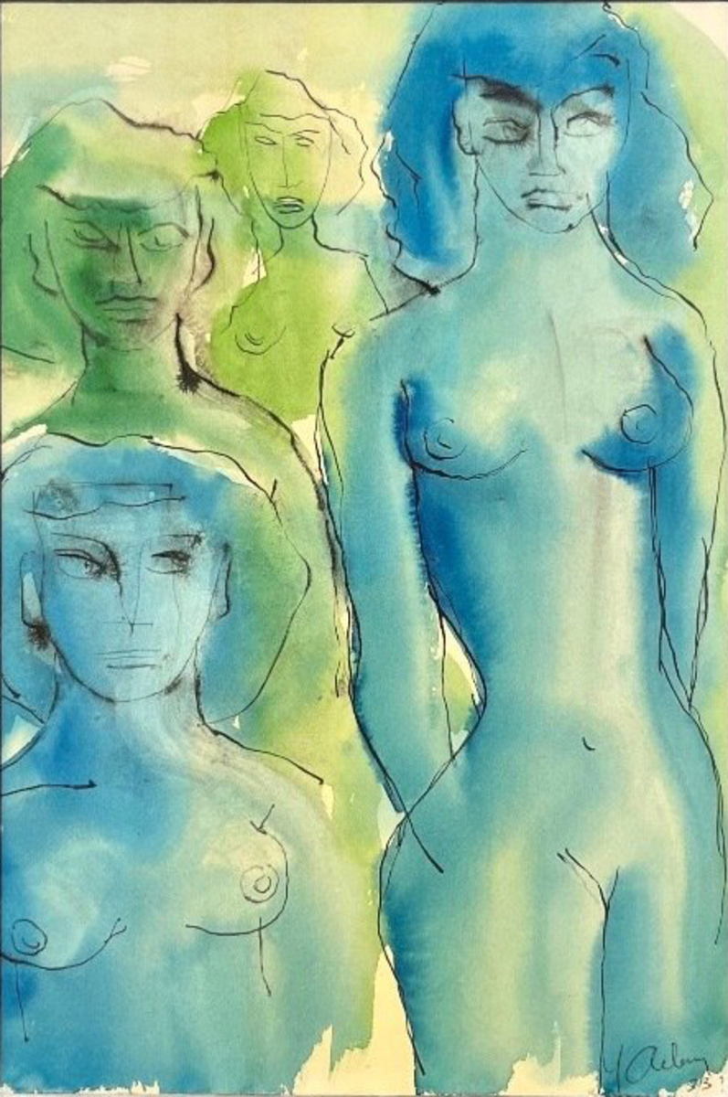 Dessin de femmes aux couleurs surréalistes encadrée